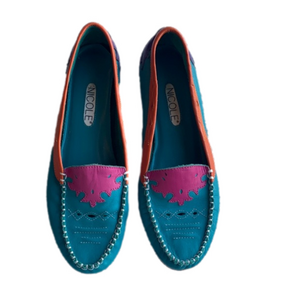 Nicole Women's Santa Fe Slip On Loafer Moccasin Jewel Tone Leather Flats